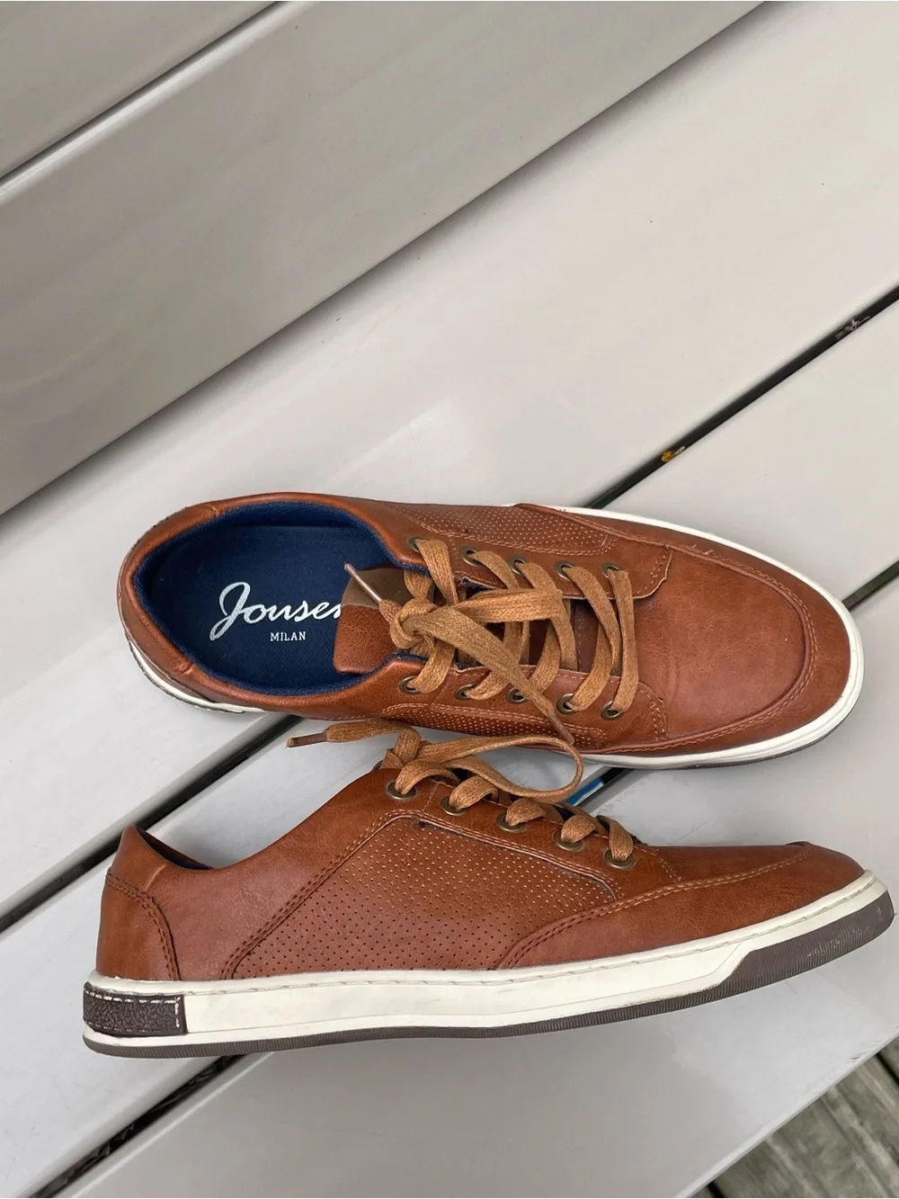 Jousen Milan Men’s Tan/Brown Casual Lace-Up Sneakers Size 8